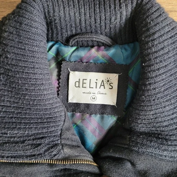 Vintage dELiA*s Women's Navy Blue Toggle Pea Coat M Wool Blend Jacket Y2K Preppy - Picture 3 of 13